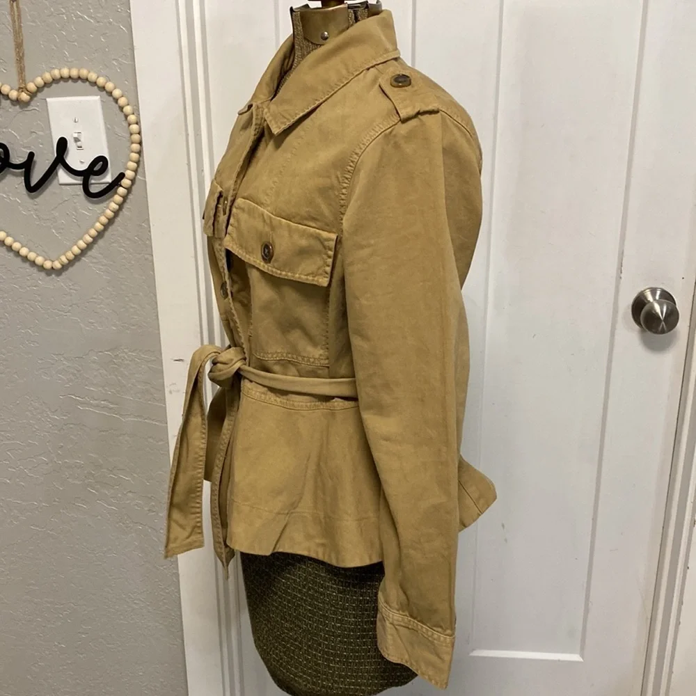 J.CREW COTTON UTILIY JACKET BELTED SIZE SMALL TAN